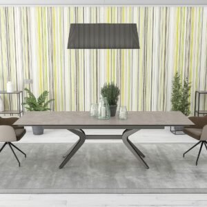 table de repas impulsion 150/230 plateau céramique finition pieds acier laqué noir mat (copie)