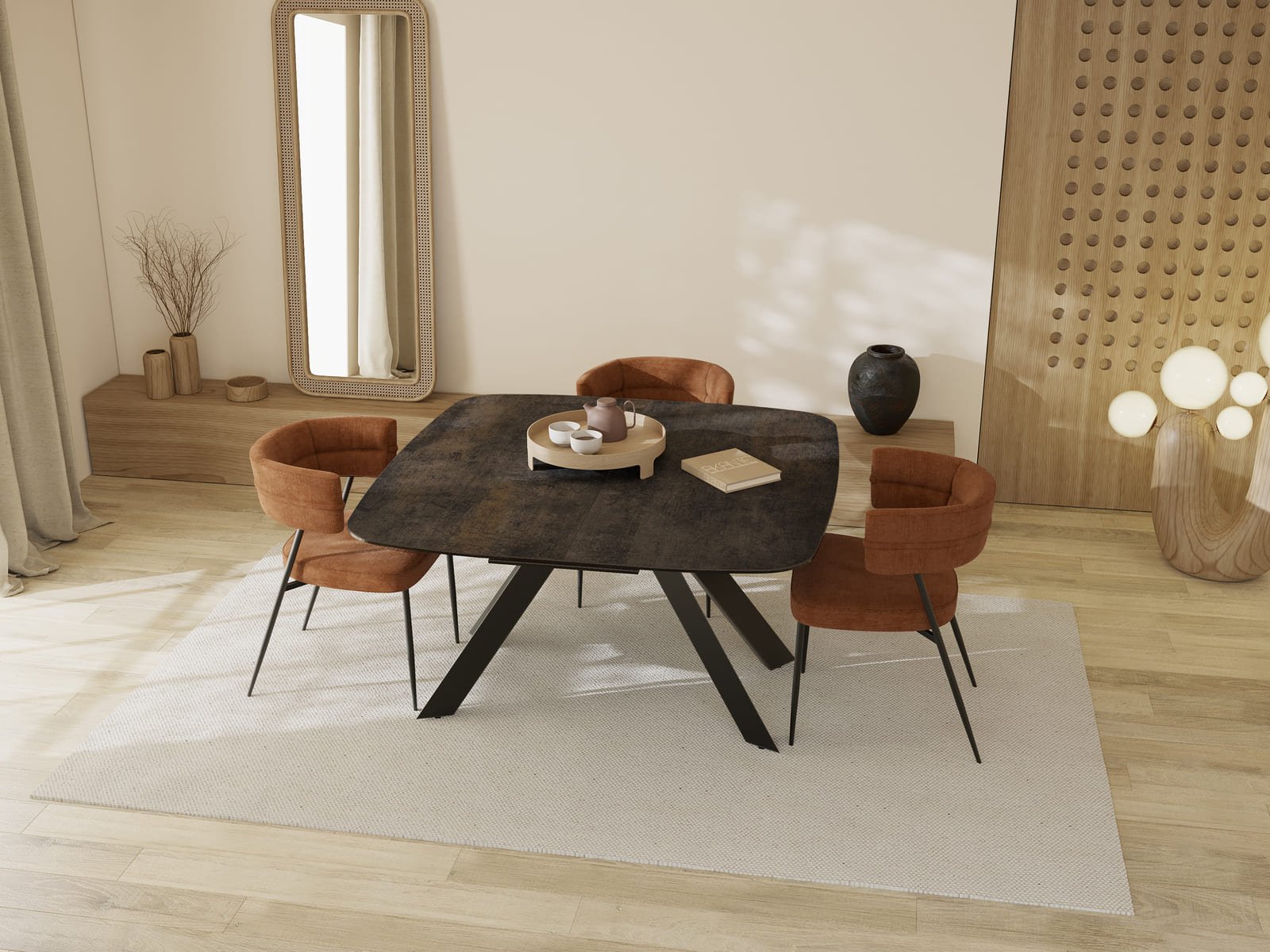 table de repas mexico plateau céramique finition pieds acier laqué noir mat table de repas mexico plateau céramique finition pieds acier laqué noir mat